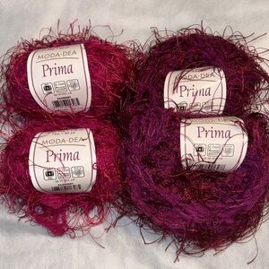 4 Skeins Moda Dea Prima Fancy Knitting Yarn Crochet Hat Scarf